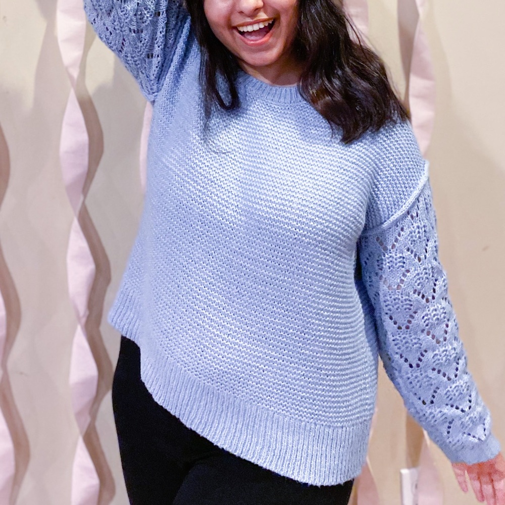 Lace Dusty Blue Sweater • Size M • Worn Once